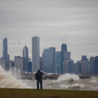 Chicago, 10/30/12--41st  Street Beach, Hurricane Sandy's effect on Lake Michigan. Photo by Vincent D. Johnson~Othervertical Media